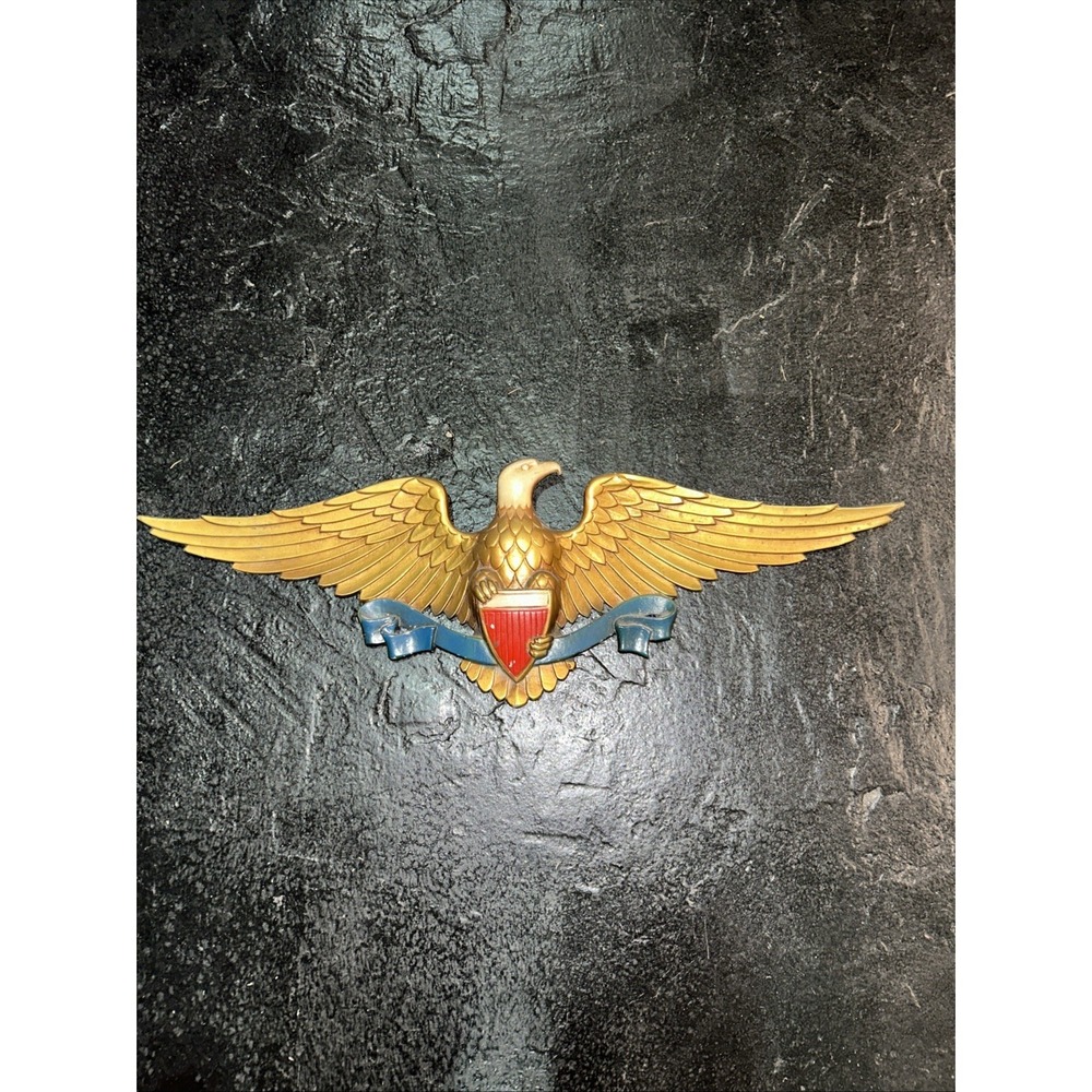 Sexton 27" Patriotic American Eagle Shield Wall Plaque Gold Aluminum Vintage